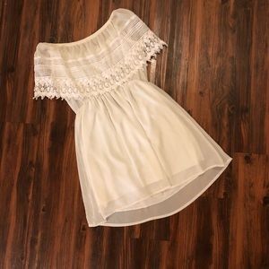 White Crochet Strapless & Off the Shoulder Mini